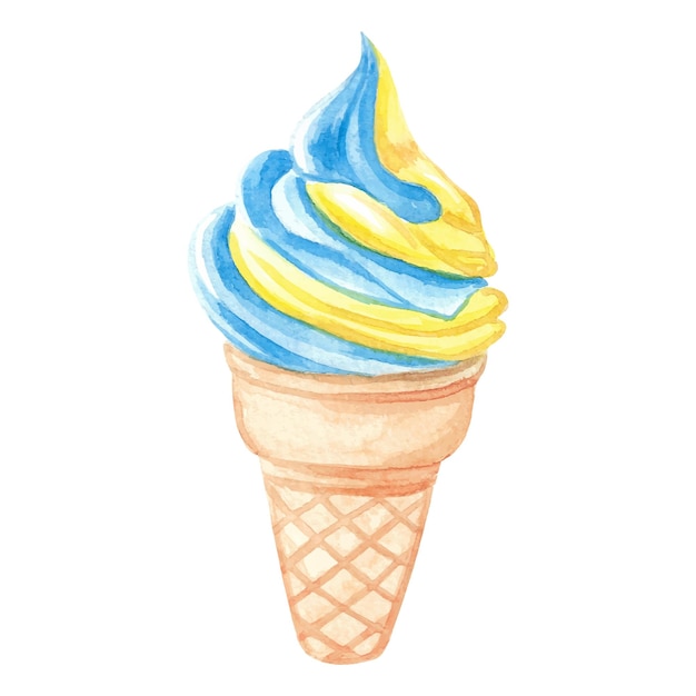 Ilustración de vector de patrón de helado en colores azul y amarillo colores nacionales ucranianos en blanco