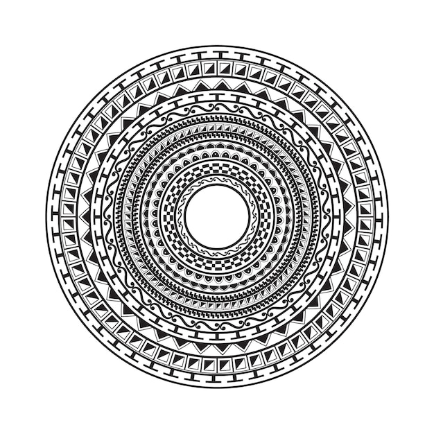 Ilustración de vector de patrón de mandala de estilo de tatuaje de círculo polinesio