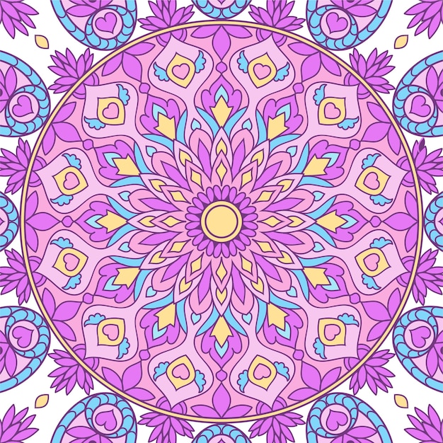 Ilustración de vector de patrón de mandala de flores