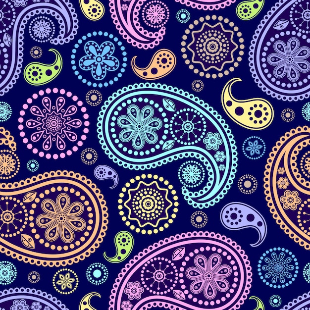 Ilustración de vector de patrón de paisley inconsútil