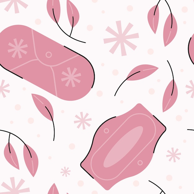 Vector ilustración de vector con patrón de productos de higiene personal ecológicos durante la menstruación