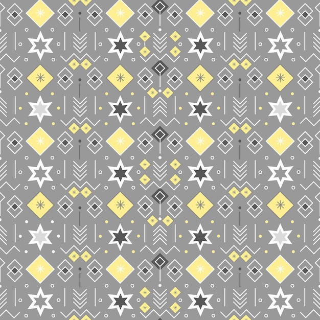 Ilustración De Vector De Patrón De Tema Festivo Transparente Con Estrellas Y Elementos Geométricos Sobre Fondo Blanco.
