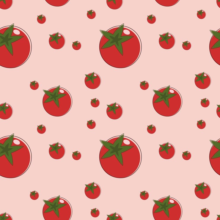 Ilustración de vector de patrón de textura de tomate sobre fondo rosa