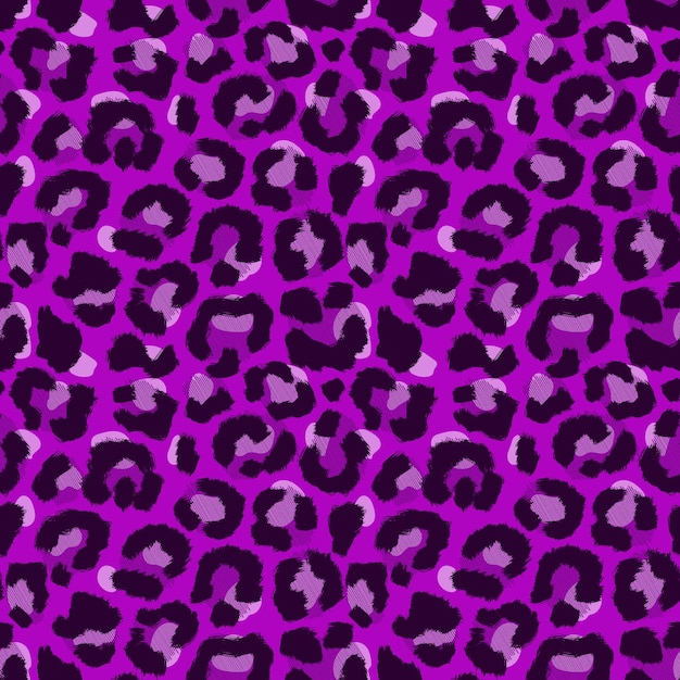 Ilustración de vector de patrón violeta sin costuras de imitación de leopardo