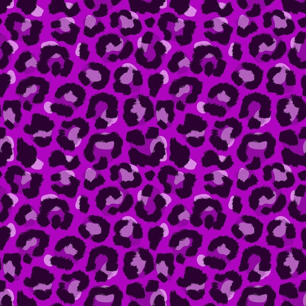 Ilustración de vector de patrón violeta sin costuras de imitación de leopardo