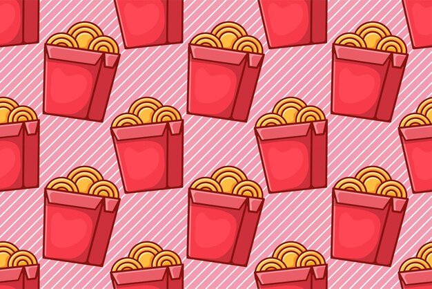Ilustración de vector de patrones sin fisuras de caja de fideos