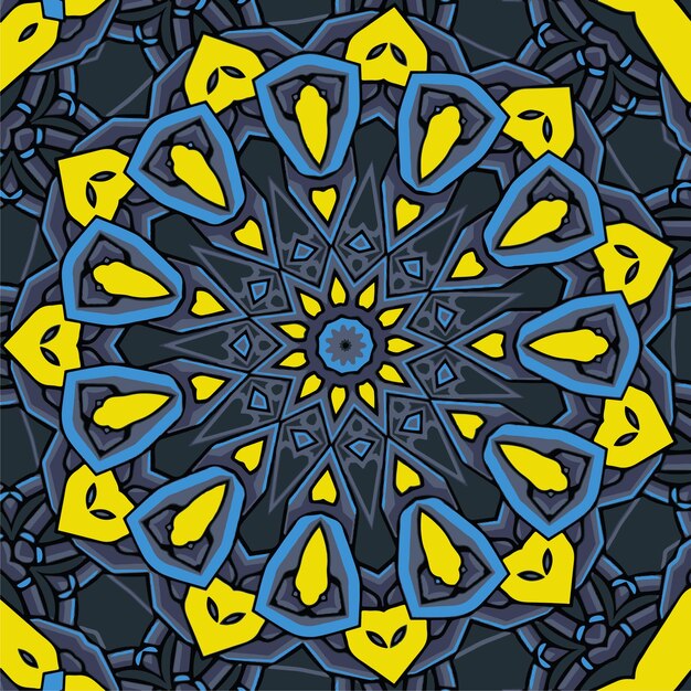 Ilustración de vector de patrones sin fisuras de color mandala indio