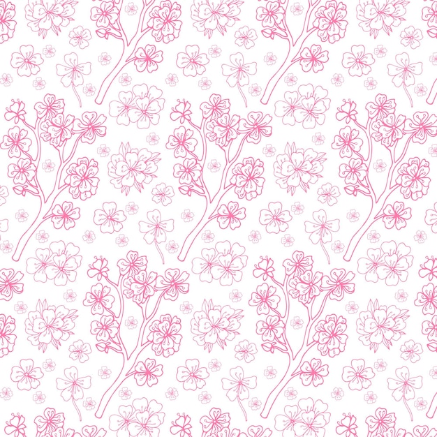 Ilustración de vector de patrones sin fisuras de flor de Sakura.