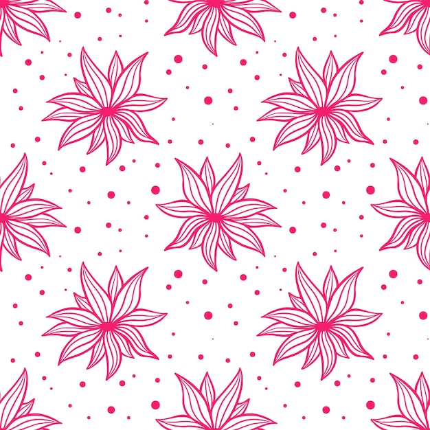 Ilustración de vector de patrones sin fisuras de flores carmesí