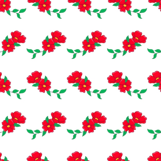 Ilustración de vector de patrones sin fisuras de flores rojas