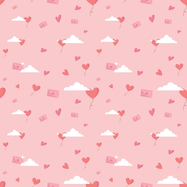 Ilustración de vector de patrones sin fisuras de fondo rosa. diseño para el amor y la relación, san valentín.