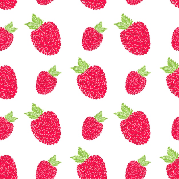 Ilustración de vector de patrones sin fisuras de fruta de frambuesa