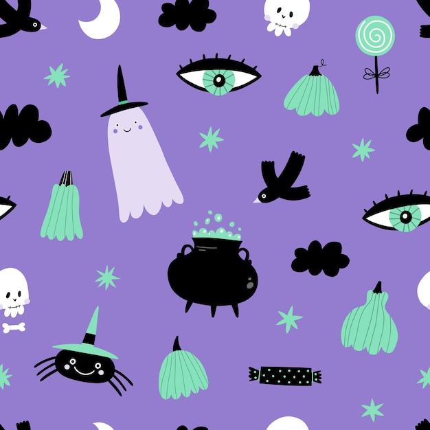 Ilustración de Vector de patrones sin fisuras de Halloween