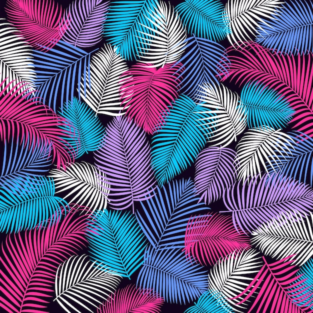 Ilustración de vector de patrones sin fisuras de hojas de Palma tropical