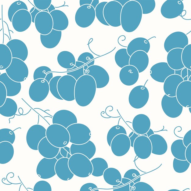 Ilustración de vector de patrones sin fisuras o fondo con bayas de uva lineal, brunch