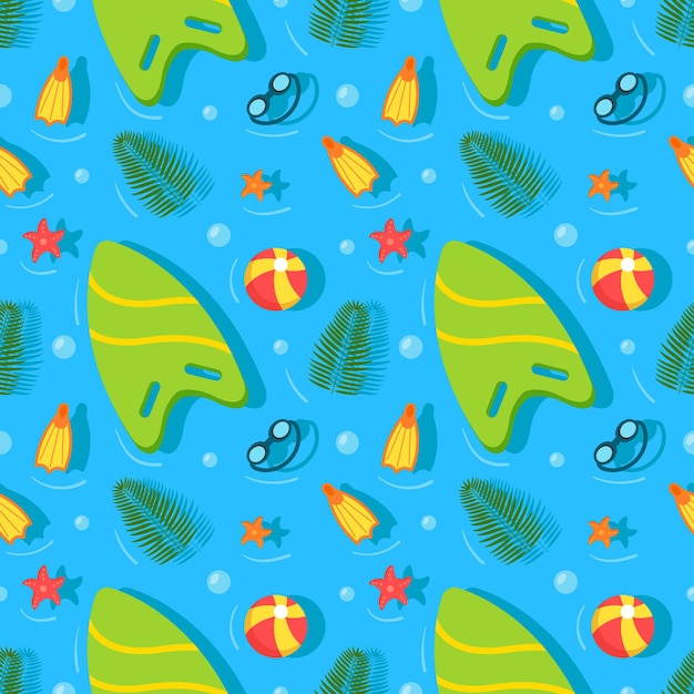 Ilustración de Vector de patrones sin fisuras de piscina con elemento de vacaciones de verano