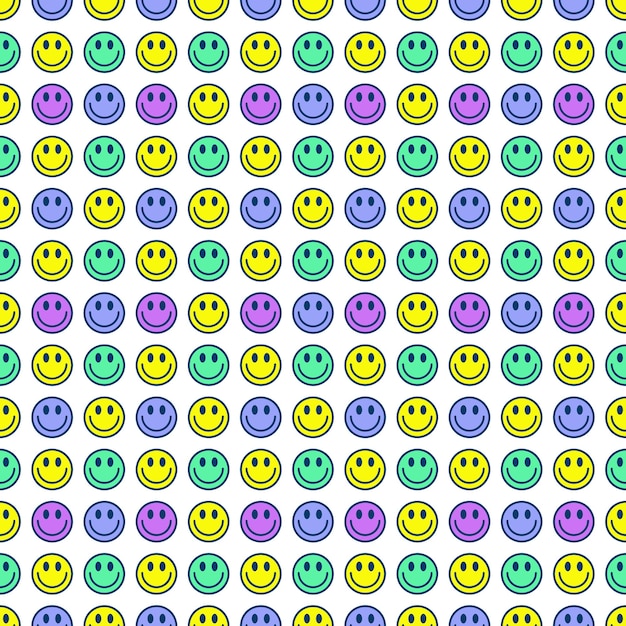 Ilustración de vector de patrones sin fisuras sonriente feliz colorido