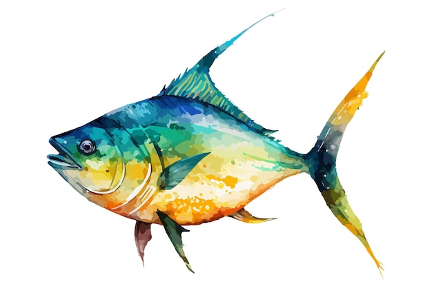 Vector ilustración de vector de peces acuarela