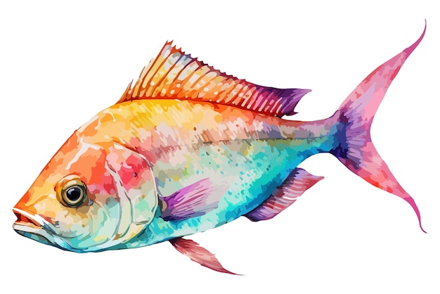 Ilustración de vector de peces acuarela