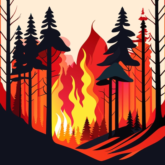 Ilustración de vector de peligro de incendio forestal