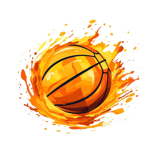 Ilustración de vector de pelota de baloncesto acuarela