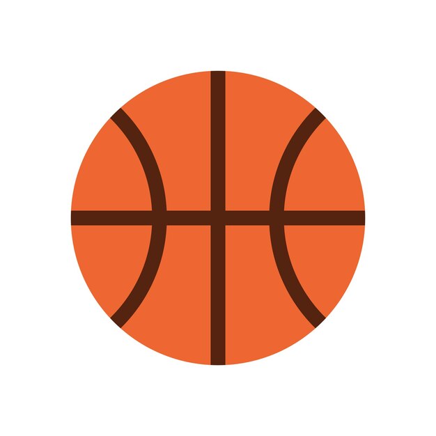 Ilustración de vector de pelota de baloncesto en diseño de estilo plano aislado sobre fondo blanco