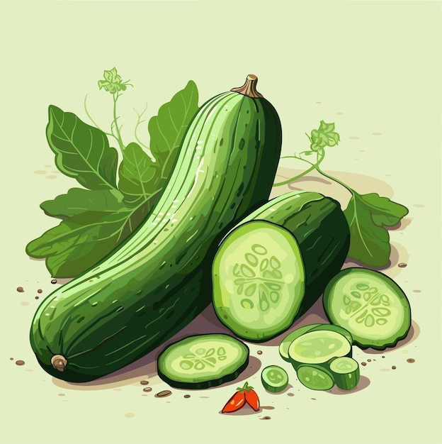 Vector ilustración de vector de pepinos jugosos maduros