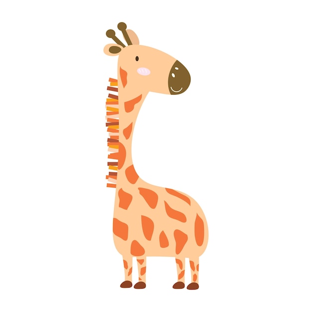 Ilustración de vector de pequeña jirafa naranja linda para niños y guardería