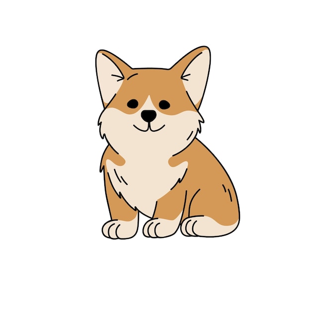 Vector ilustración de vector de pequeño lindo cachorro corgi