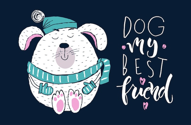 Ilustración de vector de un perro de dibujos animados para diseño de impresión de niña / niño. Ilustración de vector de un perro de dibujos animados para diseño de impresión de niña / niño.