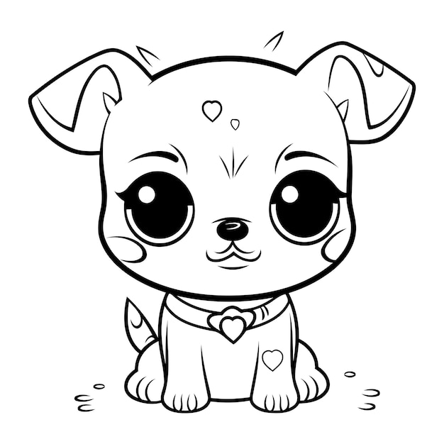 Vector ilustración de vector de perro de dibujos animados lindo para colorear libro o página