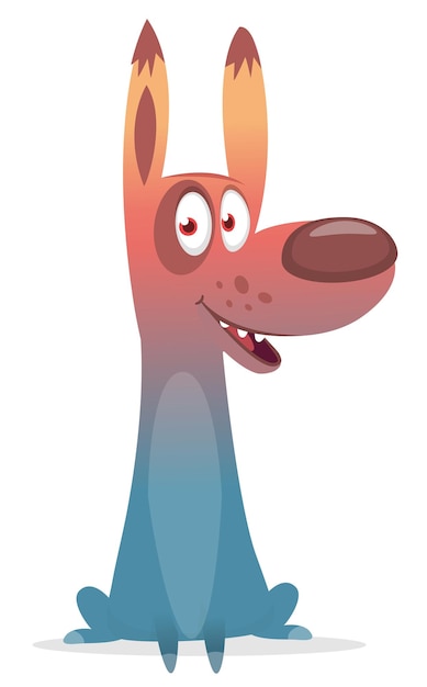 Ilustración de vector de perro divertido de dibujos animados lindo