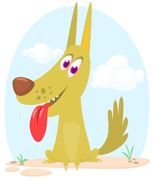 Vector ilustración de vector de perro divertido de dibujos animados lindo