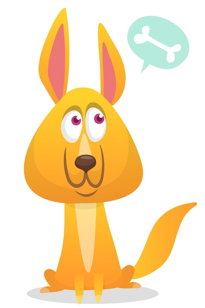 Ilustración de vector de perro divertido de dibujos animados lindo