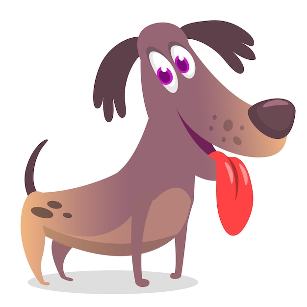 Ilustración de vector de perro divertido de dibujos animados lindo