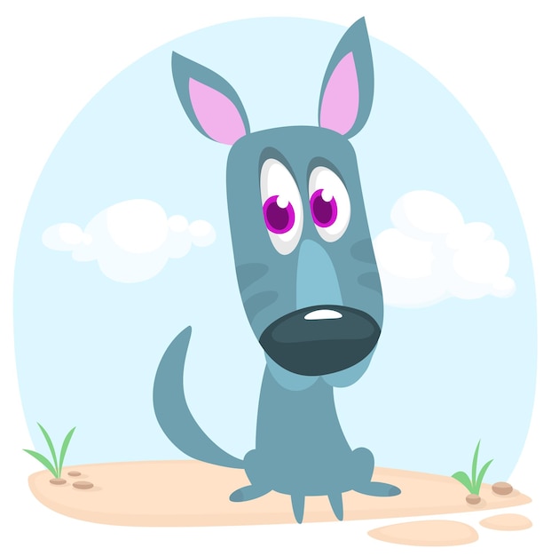 Ilustración de Vector de perro divertido de dibujos animados lindo