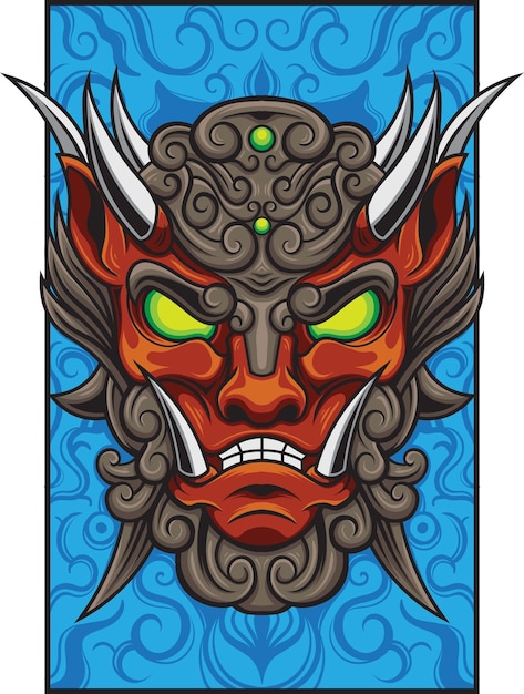 Ilustración de vector de perro león japonés komainu