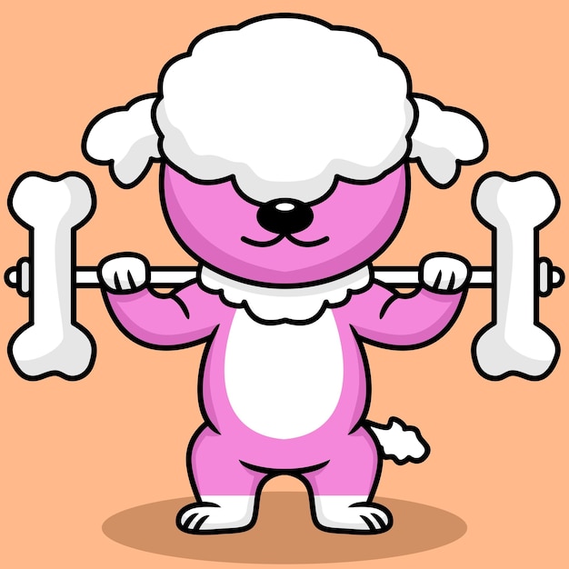 Ilustración de vector de perro lindo premium haciendo levantamiento de huesos