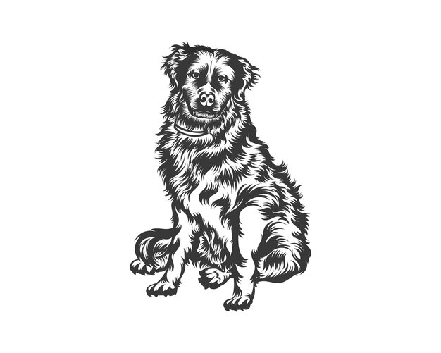Vector ilustración de vector de perro de montaña bernés, vector de perro negro sobre fondo blanco