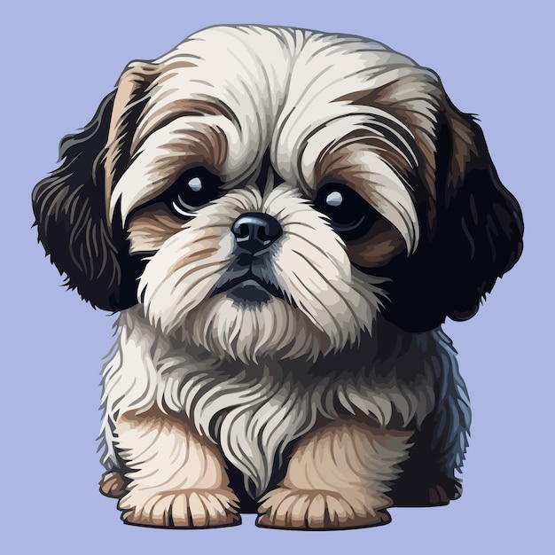 Ilustración de vector de perro Shih Tzu aislado sobre un fondo liso