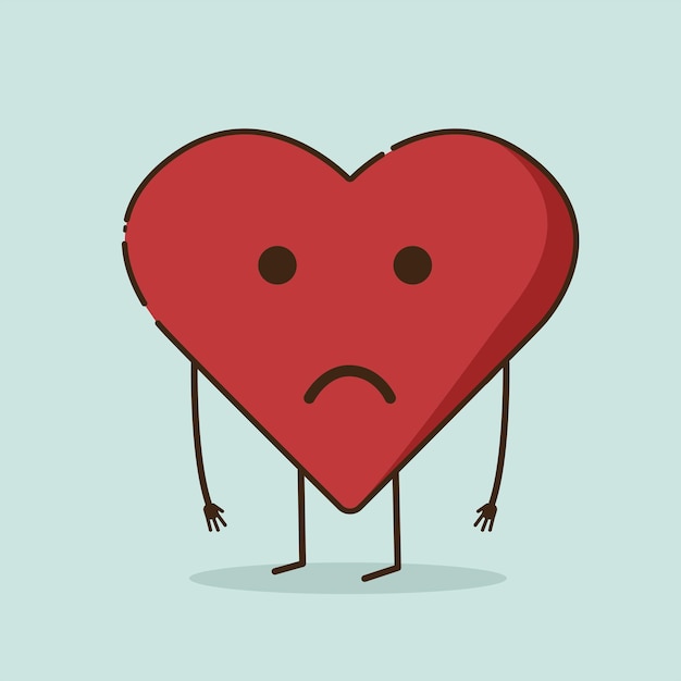 Ilustración de vector de personaje de corazón triste