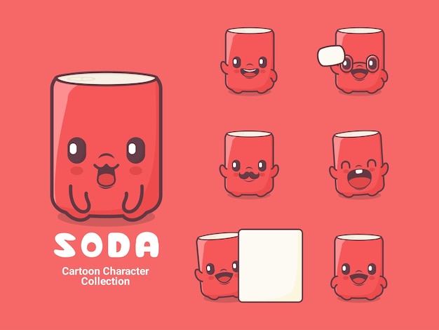 Ilustración de vector de personaje de dibujos animados de botella de soda