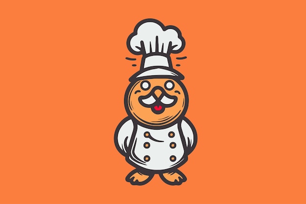 Ilustración de vector de personaje de dibujos animados de chef de muñeco de nieve