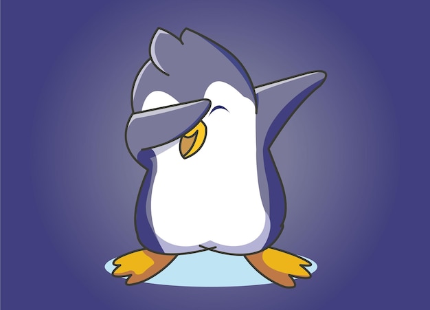 Ilustración de vector de personaje de dibujos animados dabbing pingüino