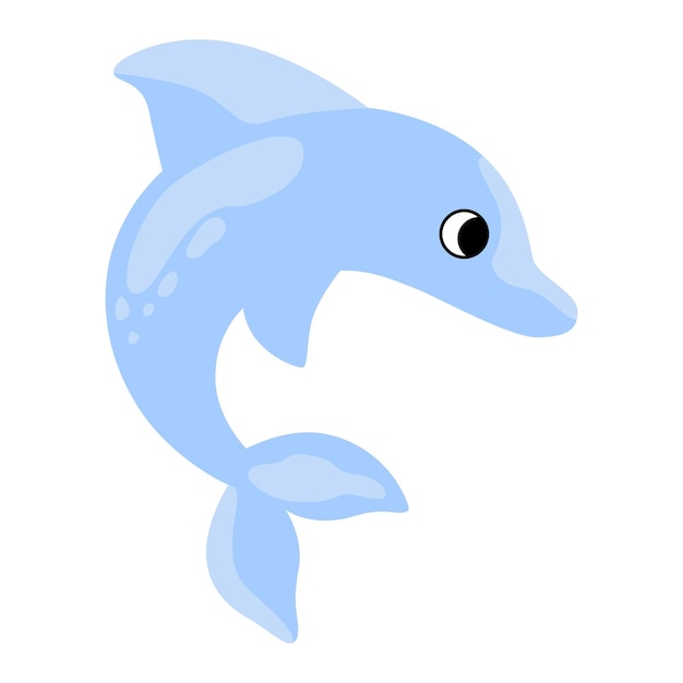 Ilustración de vector de personaje de dibujos animados de delfines de sol divertido en estilo de dibujos animados plana para su diseño