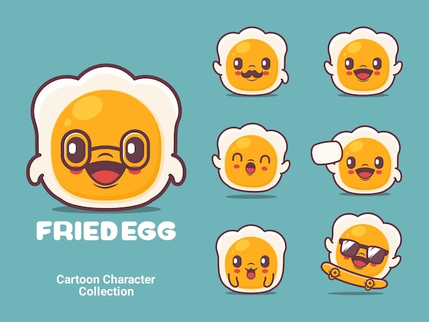 Ilustración de vector de personaje de dibujos animados de huevo frito