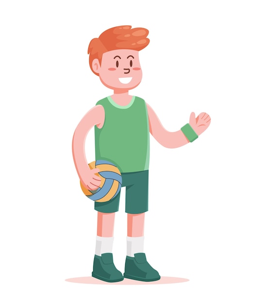 Ilustración de vector de personaje de dibujos animados de jugador de voleibol