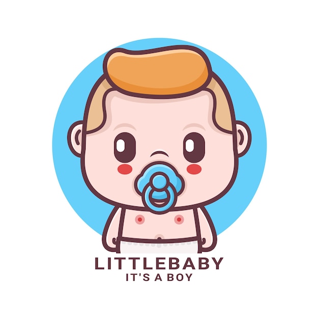 Ilustración de vector de personaje de dibujos animados lindo bebé niño