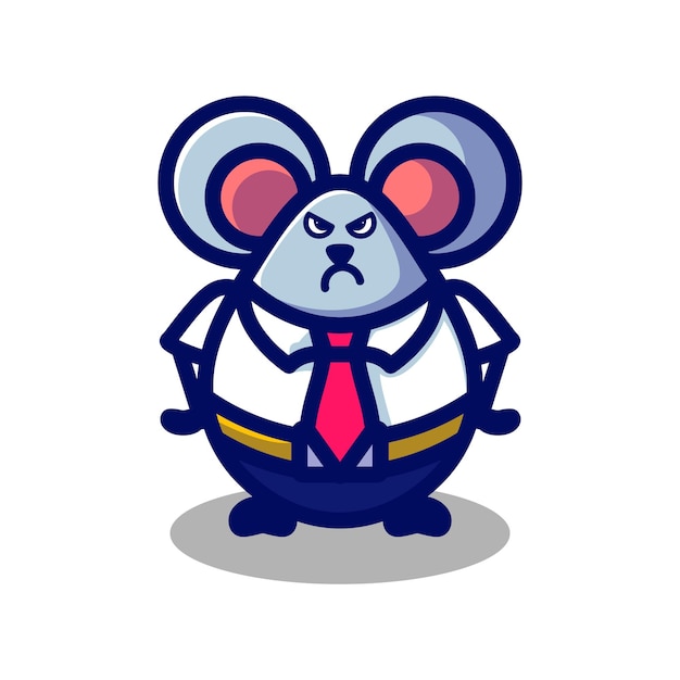 Ilustración de vector de personaje de dibujos animados de mascota un hombre de negocios de ratón