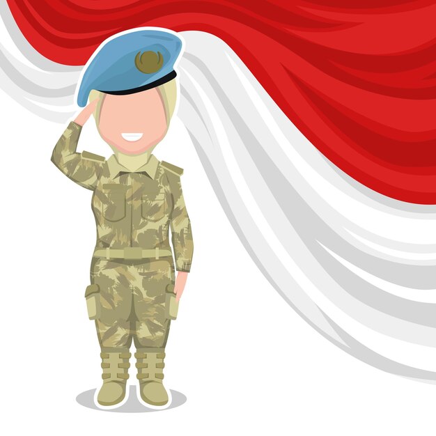 Vector ilustración de vector de personaje de ejército femenino